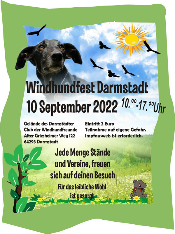 Am 10. September: Das 'Windhundfest in Darmstadt' von 10- bis 17Uhr Am 10. September: Das 'Windhundfest in Darmstadt' von 10- bis 17Uhr